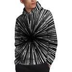 Black And White Hyperspace Print Pullover Hoodie