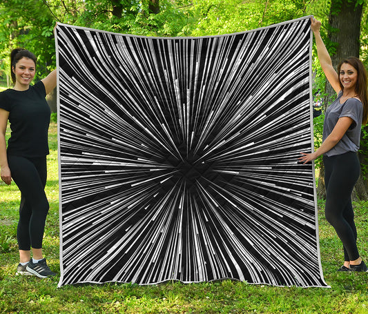 Black And White Hyperspace Print Quilt