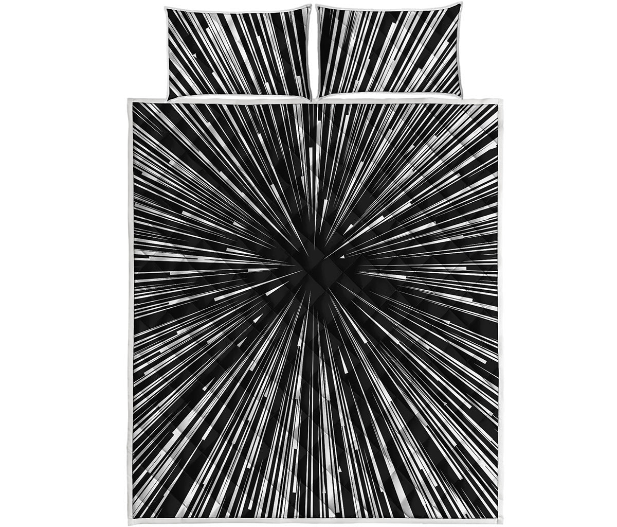 Black And White Hyperspace Print Quilt Bed Set