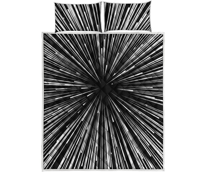 Black And White Hyperspace Print Quilt Bed Set