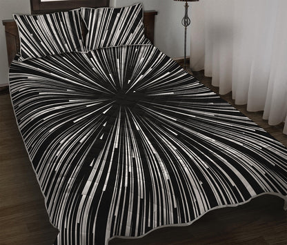 Black And White Hyperspace Print Quilt Bed Set