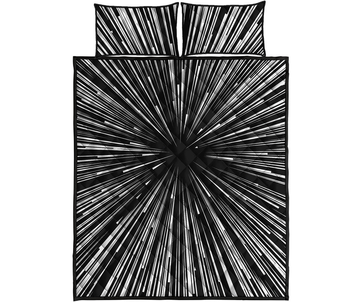 Black And White Hyperspace Print Quilt Bed Set