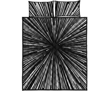Black And White Hyperspace Print Quilt Bed Set