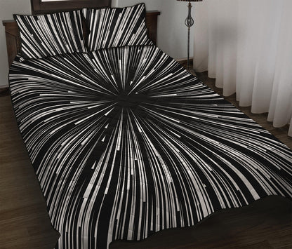 Black And White Hyperspace Print Quilt Bed Set