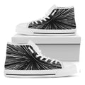 Black And White Hyperspace Print White High Top Sneakers