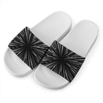 Black And White Hyperspace Print White Slide Sandals