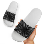 Black And White Hyperspace Print White Slide Sandals