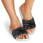 Black And White Hyperspace Print White Slide Sandals