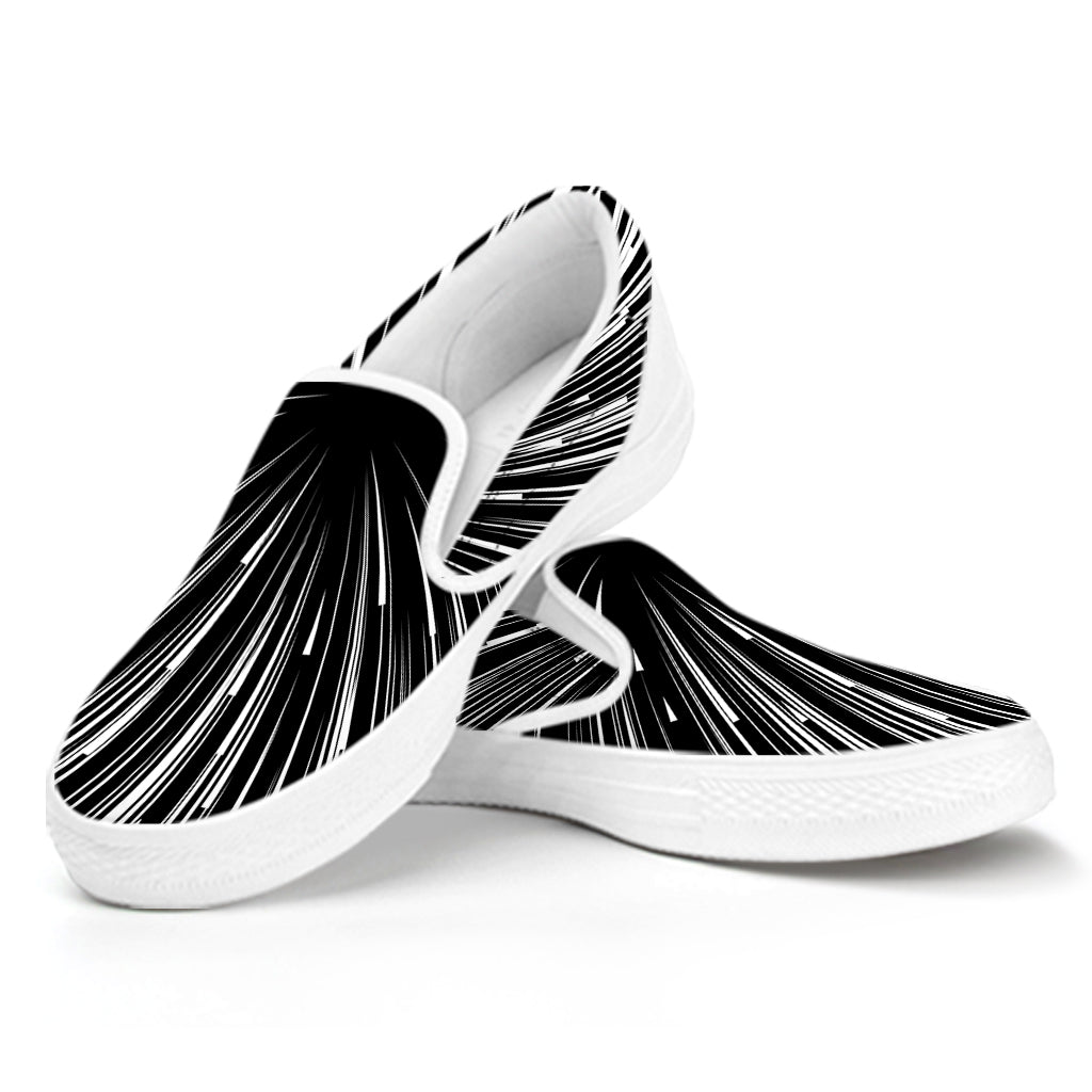 Black And White Hyperspace Print White Slip On Shoes