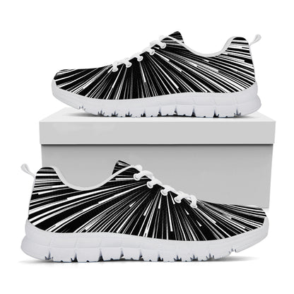 Black And White Hyperspace Print White Sneakers
