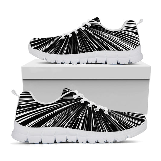 Black And White Hyperspace Print White Sneakers