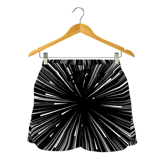 Black And White Hyperspace Print Women's Shorts