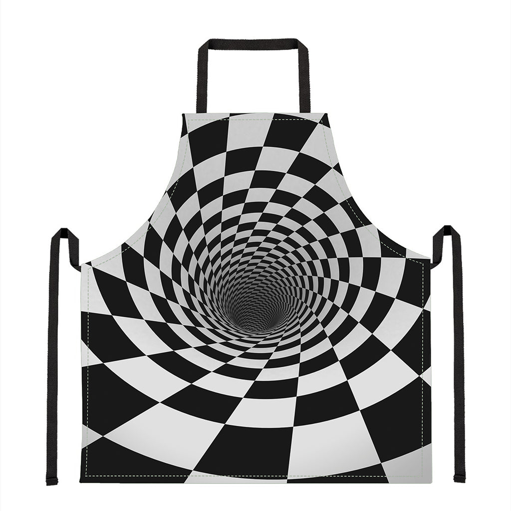 Black And White Hypnotic Illusion Print Apron