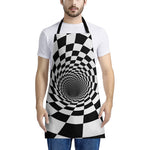 Black And White Hypnotic Illusion Print Apron