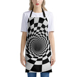 Black And White Hypnotic Illusion Print Apron