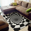 Black And White Hypnotic Illusion Print Floor Mat