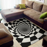 Black And White Hypnotic Illusion Print Area Rug