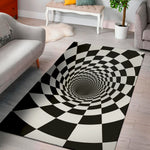 Black And White Hypnotic Illusion Print Area Rug