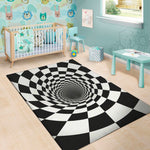 Black And White Hypnotic Illusion Print Area Rug