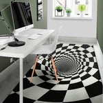 Black And White Hypnotic Illusion Print Area Rug
