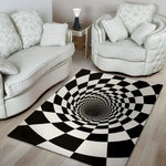Black And White Hypnotic Illusion Print Area Rug