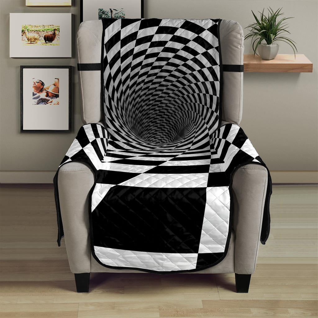 Black And White Hypnotic Illusion Print Armchair Protector