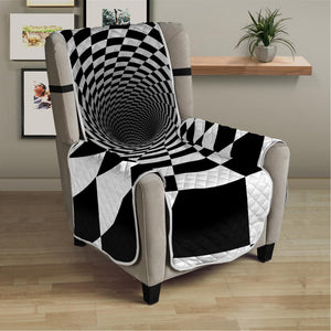 Black And White Hypnotic Illusion Print Armchair Protector