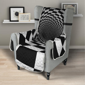 Black And White Hypnotic Illusion Print Armchair Protector