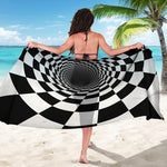 Black And White Hypnotic Illusion Print Beach Sarong Wrap