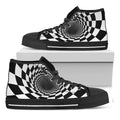 Black And White Hypnotic Illusion Print Black High Top Sneakers