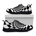 Black And White Hypnotic Illusion Print Black Running Shoes