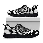 Black And White Hypnotic Illusion Print Black Sneakers
