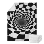 Black And White Hypnotic Illusion Print Blanket