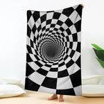 Black And White Hypnotic Illusion Print Blanket