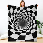 Black And White Hypnotic Illusion Print Blanket