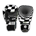 Black And White Hypnotic Illusion Print Boxing Gloves