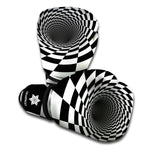 Black And White Hypnotic Illusion Print Boxing Gloves