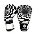 Black And White Hypnotic Illusion Print Boxing Gloves