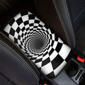 Black And White Hypnotic Illusion Print Car Center Console Cover