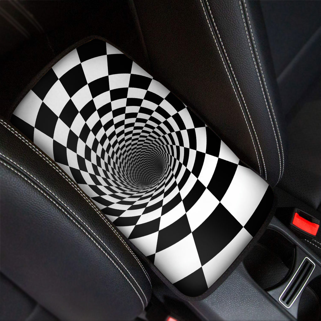 Black And White Hypnotic Illusion Print Car Center Console Cover