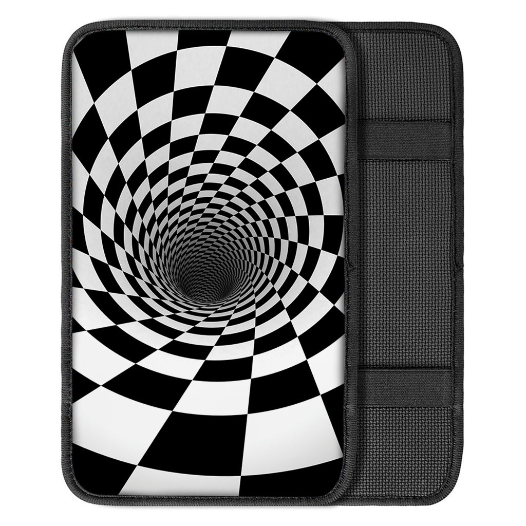 Black And White Hypnotic Illusion Print Car Center Console Cover