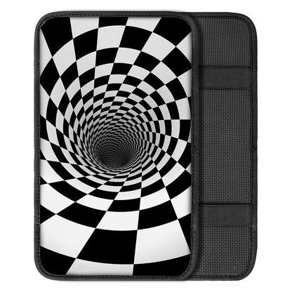 Black And White Hypnotic Illusion Print Car Center Console Cover