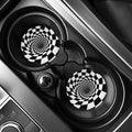 Black And White Hypnotic Illusion Print Car Coasters