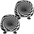Black And White Hypnotic Illusion Print Car Headrest Covers