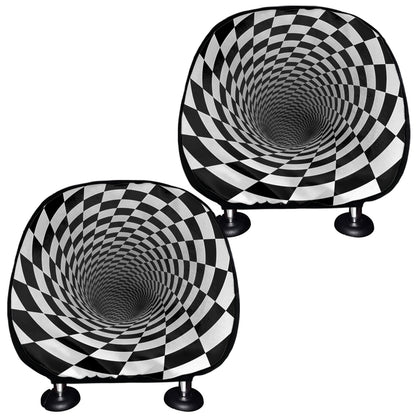 Black And White Hypnotic Illusion Print Car Headrest Covers