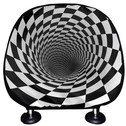 Black And White Hypnotic Illusion Print Car Headrest Covers