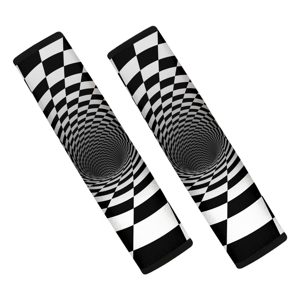 Black And White Hypnotic Illusion Print Car Seat Belt Covers
