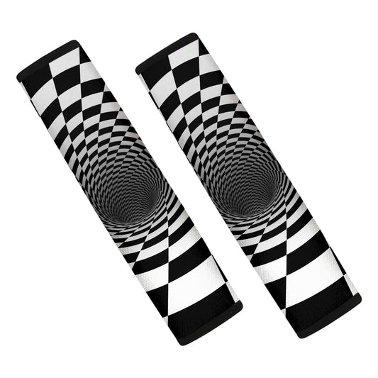 Black And White Hypnotic Illusion Print Car Seat Belt Covers