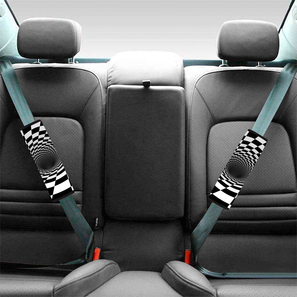 Black And White Hypnotic Illusion Print Car Seat Belt Covers
