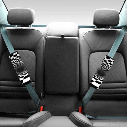 Black And White Hypnotic Illusion Print Car Seat Belt Covers